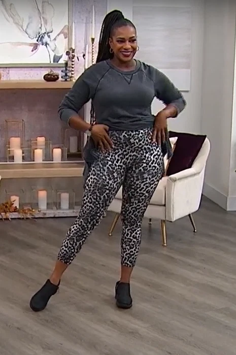 DG2 by Diane Gilman Womens Slim and Sleek Printed Legging in Black Size XS - Image 2 of 4