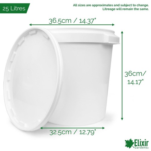 Plastic Storage Buckets with Lids 0.5, 1, 5, 10, 15, 25/30 Litre Container Tubs - Picture 8 of 8