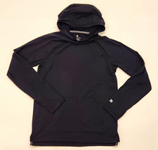 All in Motion Black Pullover Hoodie L 12/14 Hooded Pockets Logo Poly/Spandex