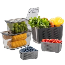 Fresh Fruit Vegetable Storage Containers, 3 Pack Produce Saver Container for ...
