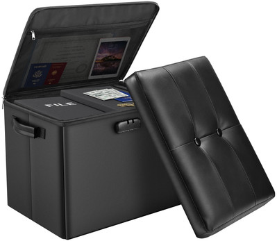 Storage Ottoman with Lock Fireproof Folding Foot Rest Stool Chest - Main Image