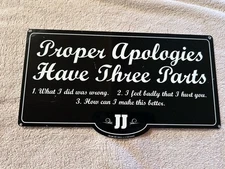 Authentic Jimmy John's Metal Tin Sign (Proper Apologies Have 3 Parts...) Rare