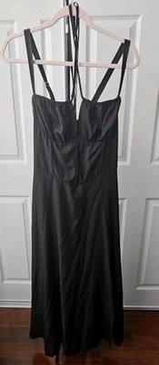 Women's Parthea Criss Cross Front Black Milk Maid Corset Midi Dress Size XL
