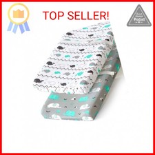 Stretchy Changing Pad Covers for Boys Girls,2 Pack Jersey Knit,Elephant  Whale