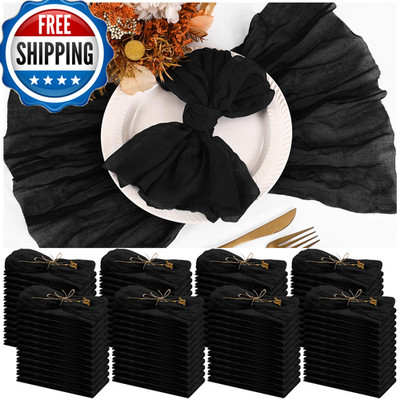 Teruntrue 100 Pieces Cloth Napkins Black Dinner Cheesecloth Napkins For