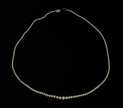 New 10K 7.25 Gram 20'' Solid White Gold Cream White Pearl Graduated Necklace -LW