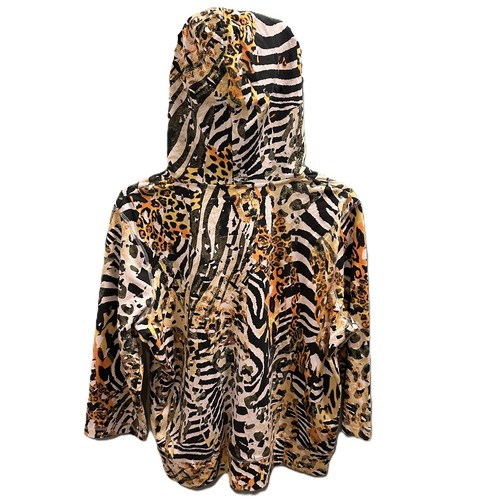 NWOT Onque Casuals Women's Sz XL 3/4 Sleeve Zipper Sweatshirt Hoodie Zebra Print - Picture 6 of 10