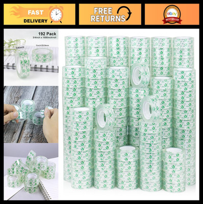 192 Rolls Crystal Clear Tape Refills - Bulk Office Transparent Tape 3/4'' x 1000