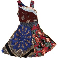 Moulinette Soeurs Anthropologie Patchwork Midi Dress Size 4 Multicolor