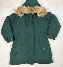 Vtg Eddie Bauer Premier Polar Parka Goose Down Coyote Fur Hood Jacket Women’s S