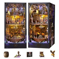 Flever DIY Book Nook Miniature Kit, Bookshelf Insert Decor, 3D Wooden Puzzle Boo