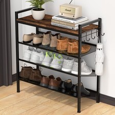 Shoe Rack for Front Door Entrance, 4 Tier Height-Adjustable Metal Shoe Rack, ...