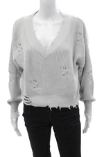 Ser.O.Ya Unisex Gray Cotton V-Neck Pullover Sweater Size S