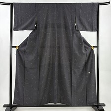 JAPANESE KIMONO FINE PATTERN BLACK 158cm 5 ft 2 in PURE SILK FF9871