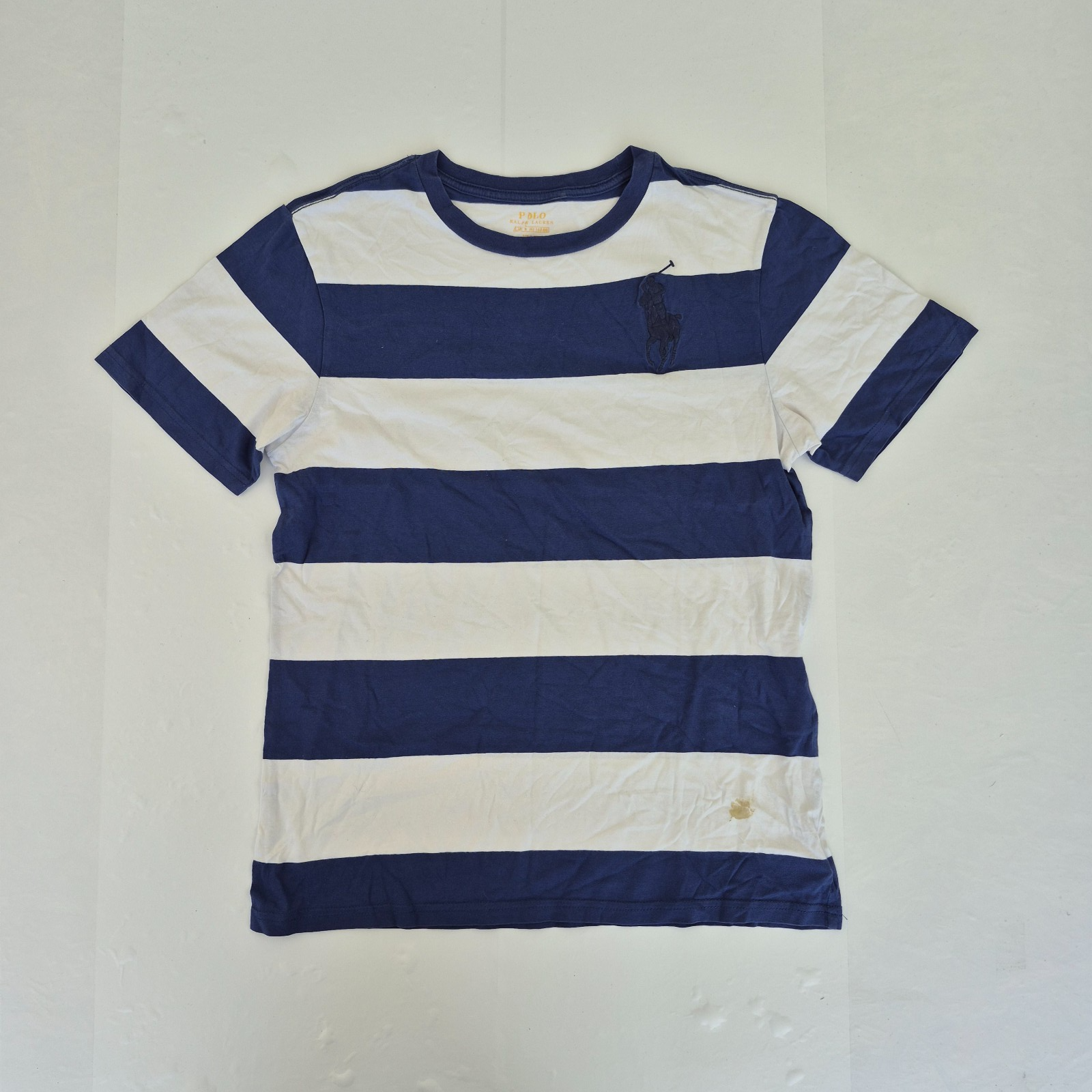 Polo Ralph Lauren t shirt 10 12 anni blu ragazzo a righe manica corta maglietta grande pony