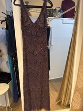 Wine V neck Beaded Gown size 6
