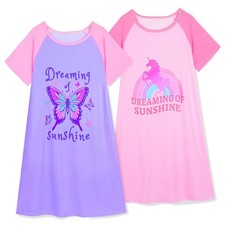 2Pcs Girl Nightgowns Princess Sleep Dress Sleepwear Teens 6-14Y