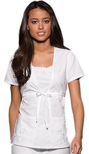 scrubs Cherokee studio Solid White Top Cotton/Poly NWT Women Size Medium