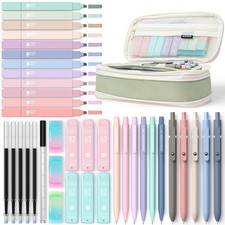 Four Candies 39pc School Supplies Set Pastel Highlighters Pens Pencils Green