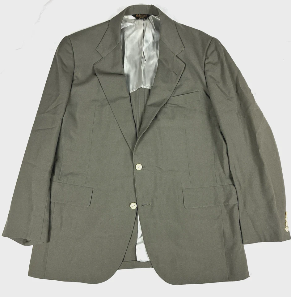 Traje ligero de verano verde Southwick años 70 de colección MiUSA Union etiqueta solapas anchas 43R 36W Foto 2 de 4