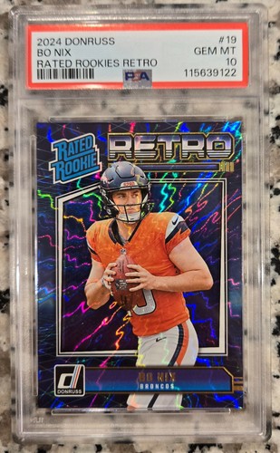 2024 Panini Donruss Rated Rookies Retro #19 Bo Nix Rookie RC PSA 10