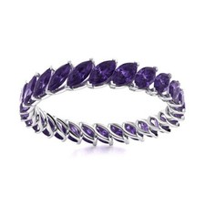 Sterling Silver Amethyst Gemstone Engagement Eternity Prong Ring Jewelry