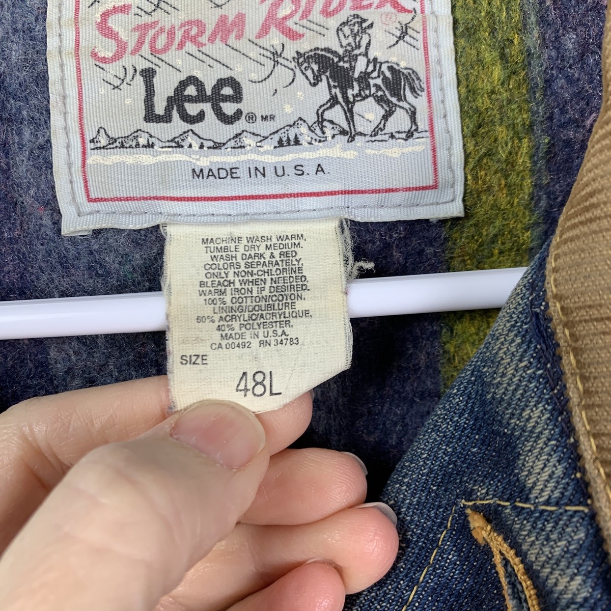 Vintage Lee Storm Rider Blanket Lined Denim Jacket Union USA 48L