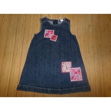 Gap Kids Girls Blue Vintage Denim 2Y Sleeveless Patchwork Floral Dress Zip Back