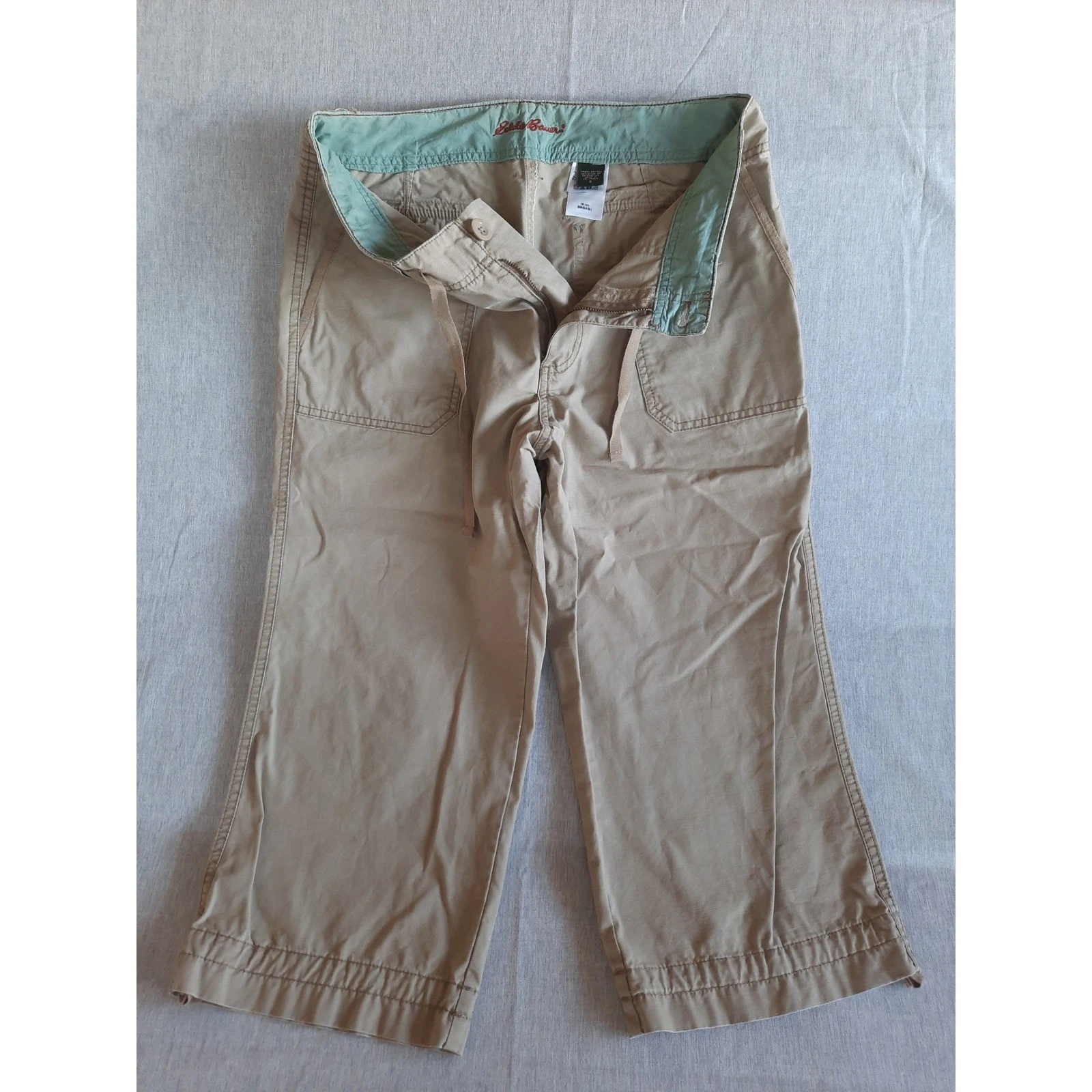 Eddie Bauer Women Iide Capri Pants Drawstring Utility Casual Outdoor S 8 LIned