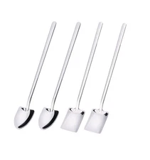 Fruit Dessert Shovel Spoons Set 4PCS 6.8 inch Stainless Steel Mixed Dinner Te...