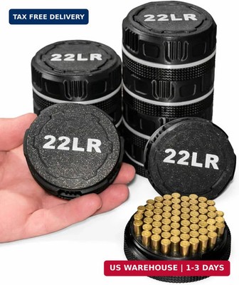 LBH MARKET .22 LR Ammo Holder 55 Round Capacity - Pocket Size Screw-Top Ammo Sto