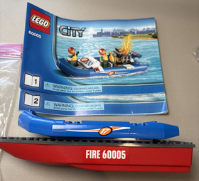 Lego City Town 60005 Fire Boat and Speed Boat Complete No Manual Retired