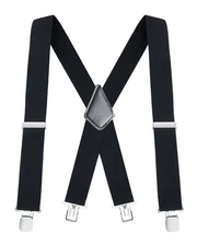 Buyless Fashion Mens Suspenders 48" Elastic Adjustable Heavy Duty 2" Wide X Back