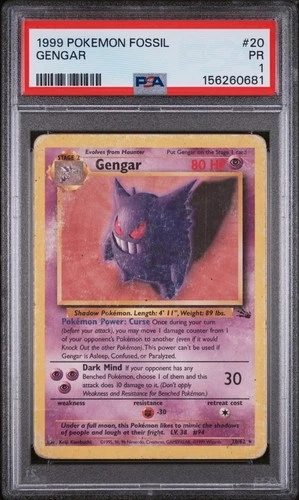 PSA 1 - Pokemon Gengar 20/62 Fossil Regular English