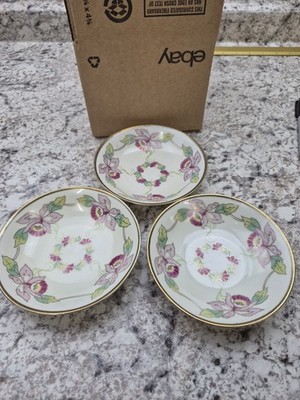 Weimar Handpainted Germany China Decorative Plates Bowls Set of 3 Floral Gold