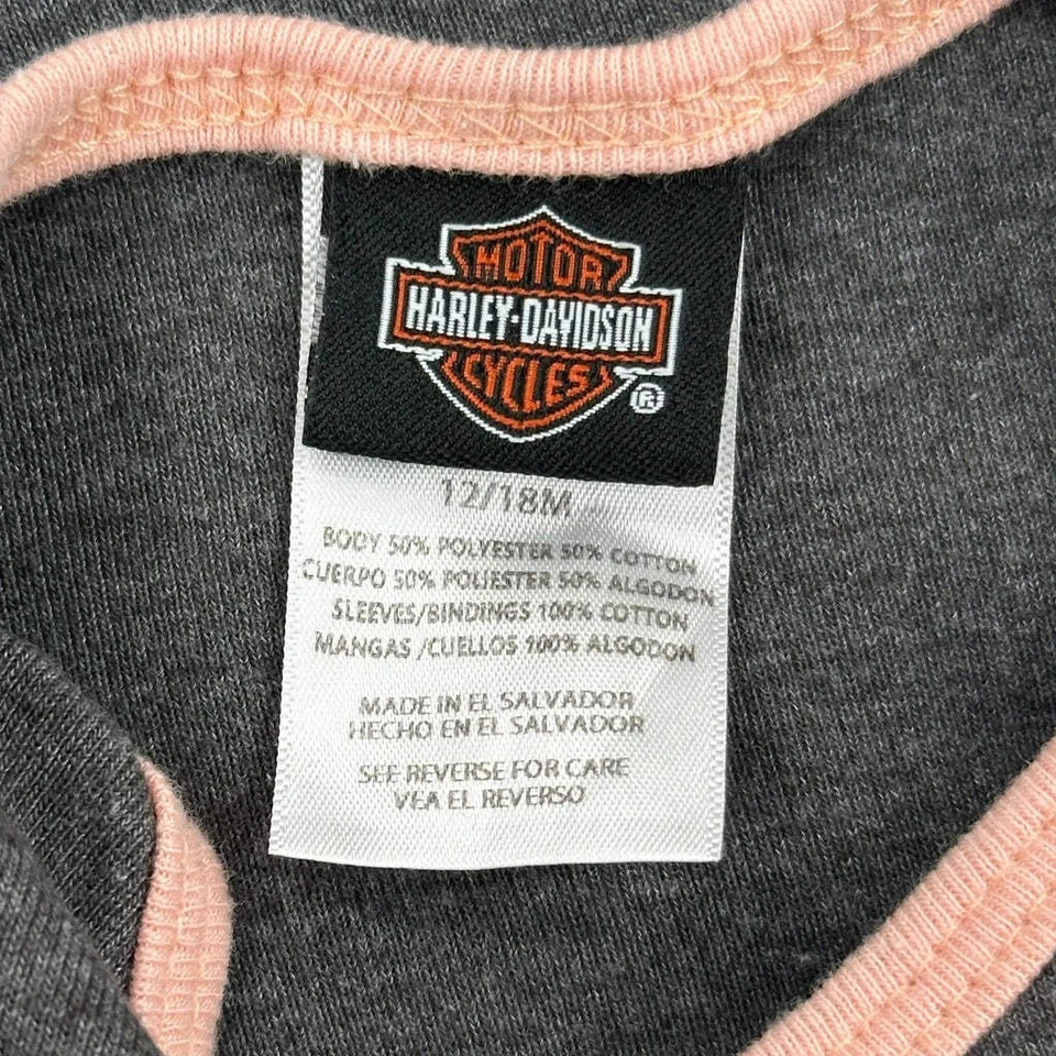 Top gráfico Harley Davidson de 12 a 18 meses de edad - mezcla de algodón rosa 2XS Foto 3 de 4