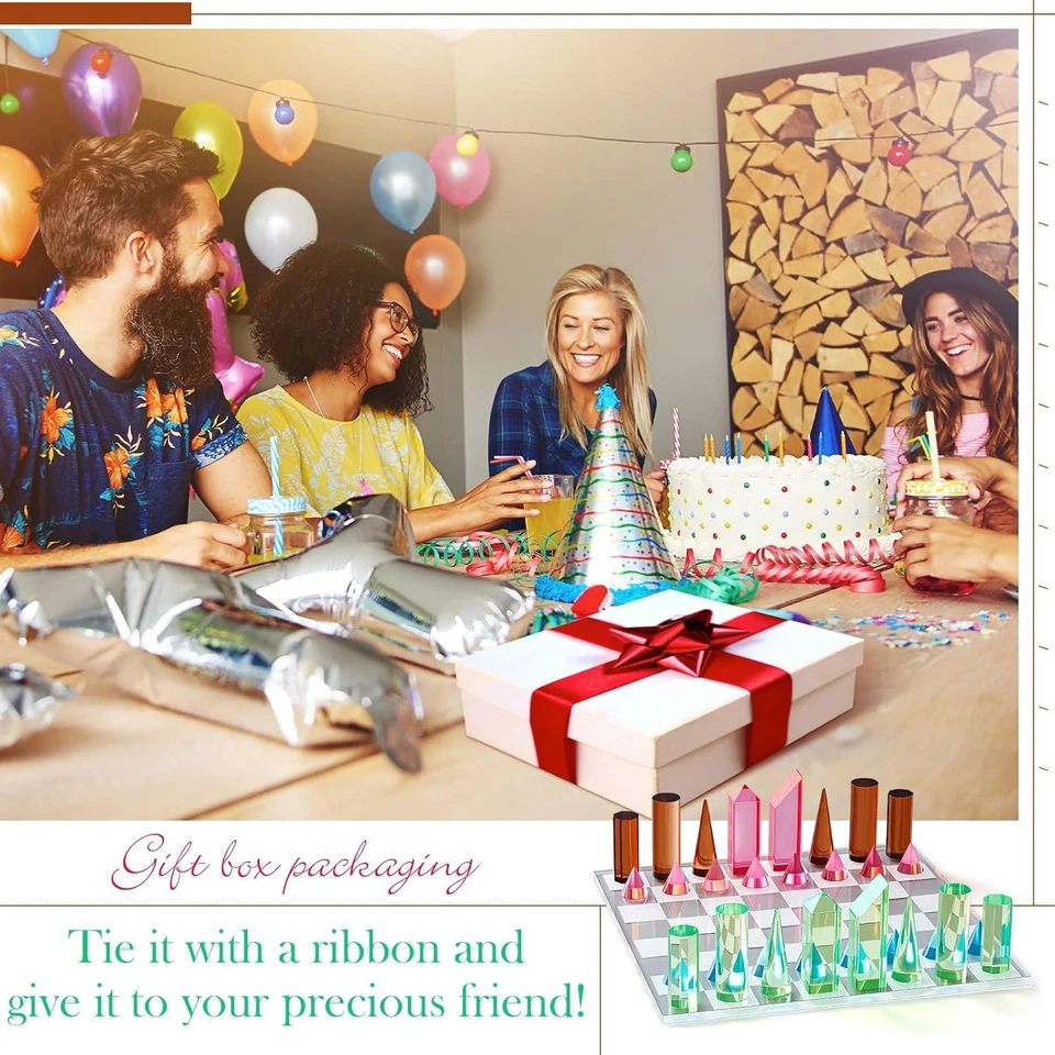 Acrylic Chess Set 11.8 x 11.8 Inch Modern Table Chess Game Board for Adults 2 Pl - image 4 of 4