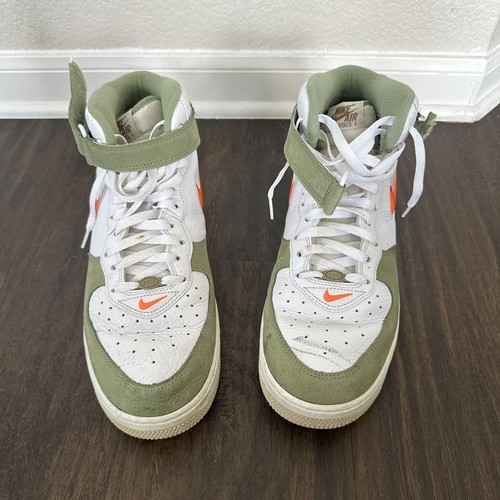 Nike Air Force 1 Mid QS Jewel Oil Green White Orange Mens Size 13 DQ3505 100 - Picture 1 of 20