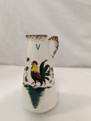 Vintage Ceramic Sponge ware ROOSTER AND LEAVES Vinegar Cruet V SD108 SD 108 mcm