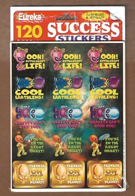 120 Alien Stickers, Vintage Eureka, Cool Earthling, Intelligent Life, Teaching