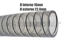 TUBO SPIRALATO Ø16 PVC TRASPARENTE CON ANIMA IN ACCIAIO ATOSSICO NAUTICA CAMPER
