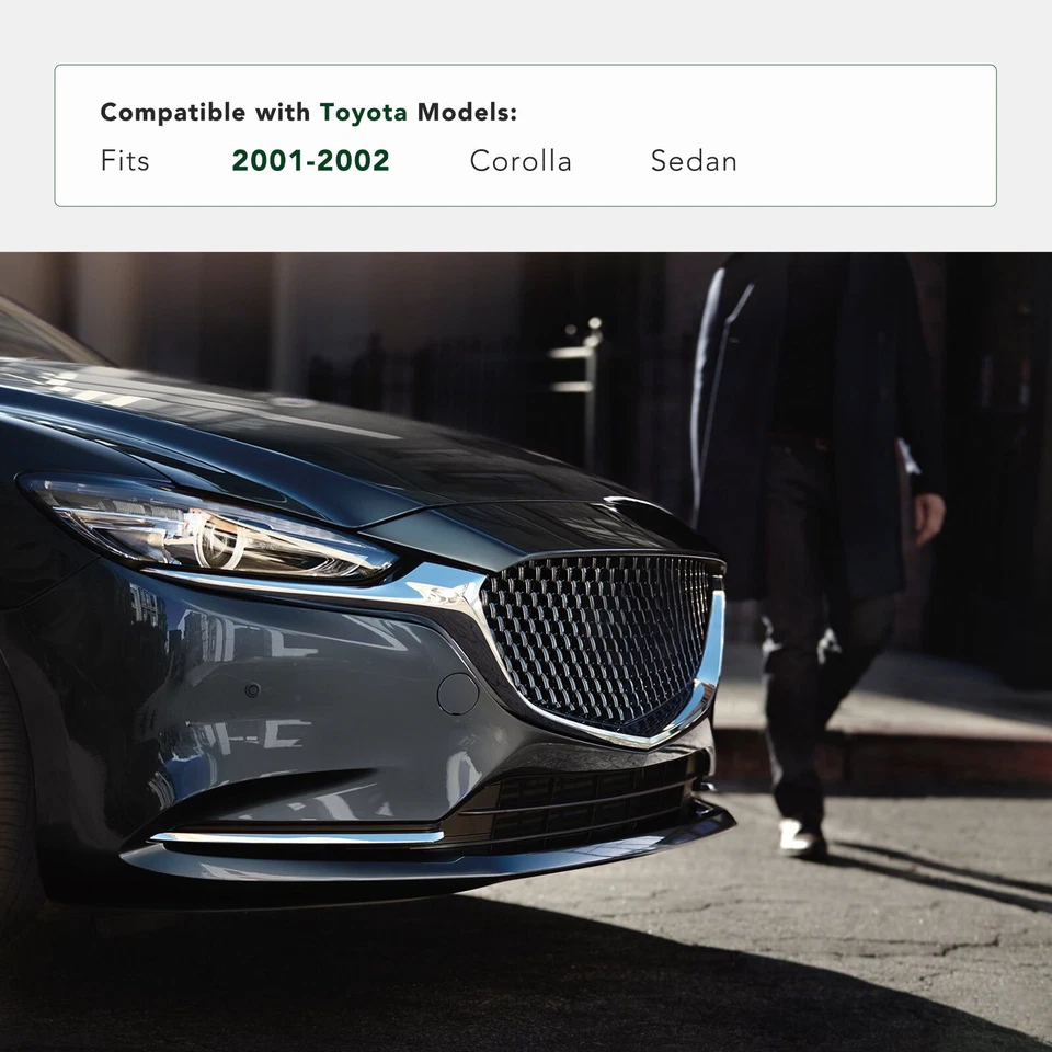 Tampa de para-choque dianteiro de plástico cromado acabamento de moldura de grade para Toyota Corolla 01-02 - Imagem 2 de 4