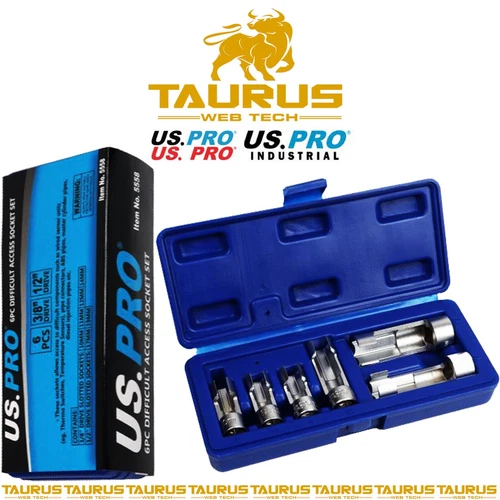 6PC US PRO DIFFICULT ACCESS SOCKET SET 10 - 19MM Switches Temperature Sensors UK