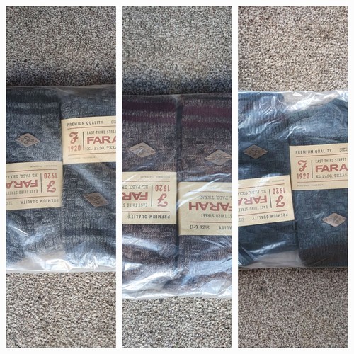 Farah 1920 2 Pairs Wool Socks Deep Red/Slate 6-11 All Farah Socks For Sale - Picture 6 of 8