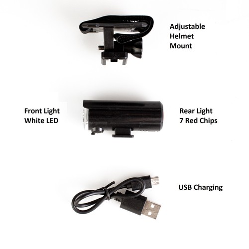 Bike Helmet Light, Front and Rear Rechargeable LED Light for Bicycle Helmet - Picture 2 of 6