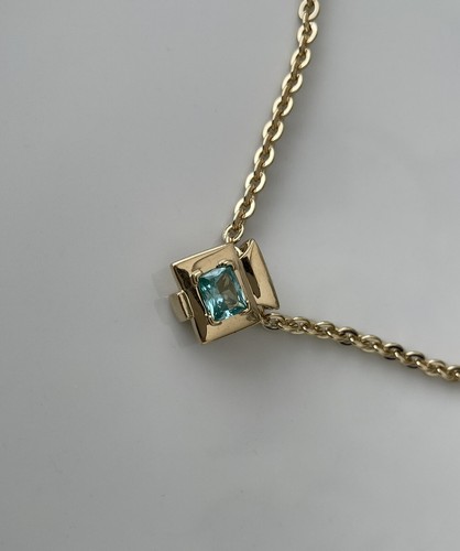Pendentif chaîne pendentif Pierre Lang or zirconium turquoise