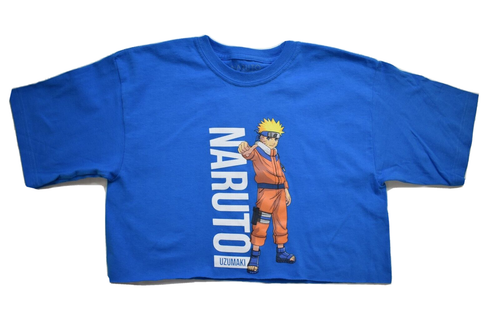 Naruto Youth Girls Naruto Uzumaki Blue Crop Top Shirt New XS-XL - Picture 3 of 5