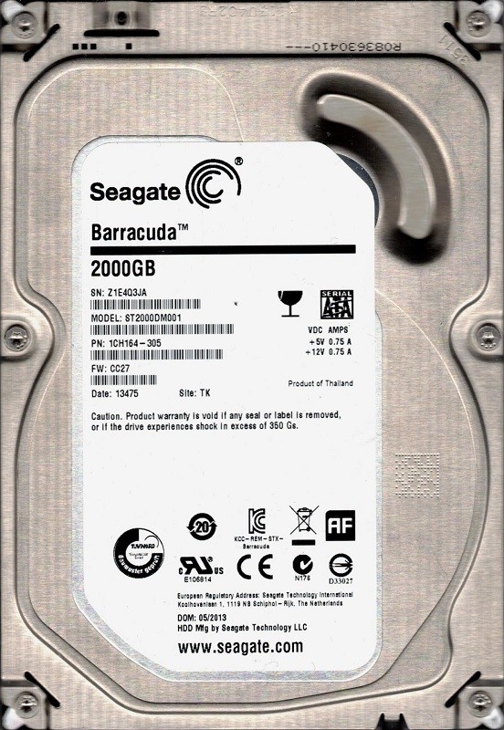 C*C様 Seagate 2000GB ST2000DM001 ×5 10TB① ST2000DM001 P/N: 1CH164-305 F/W: CC27 TK Z1E Seagate 2TB | eBay
