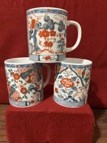 Vintage Horchow Coffee Cup Mug Made In Japan Set Of Three, Different Patterns