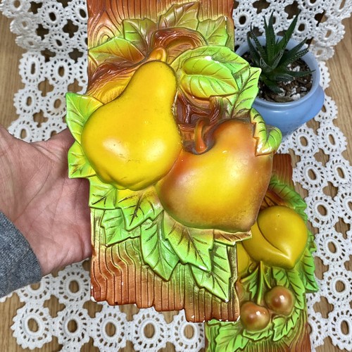 1970s Vintage Miller Studios Chalkware Plaques Wall Decor Fruit - Picture 2 of 8